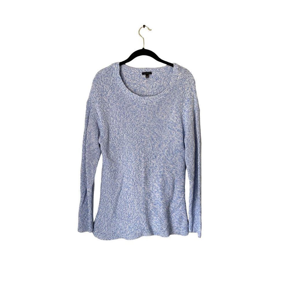 Talbots women’s Pima cotton round hem pull over blue space dye sweater size L